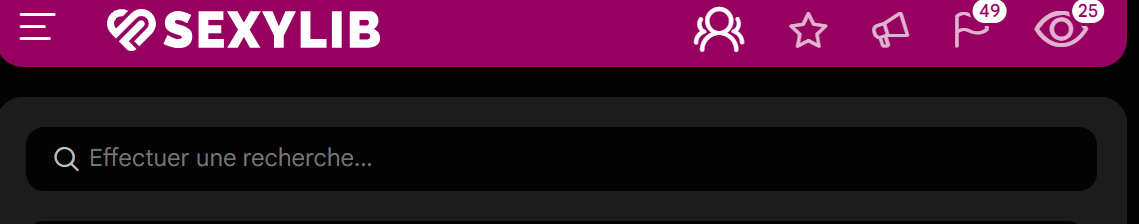 Haut de site Sexylib avec la barre de recherche mise en avant